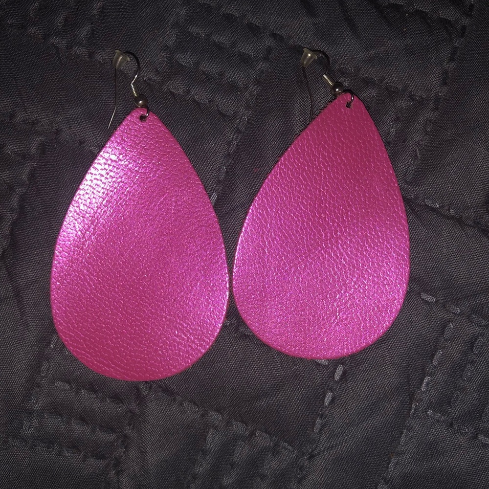 Pink Leather Earrings